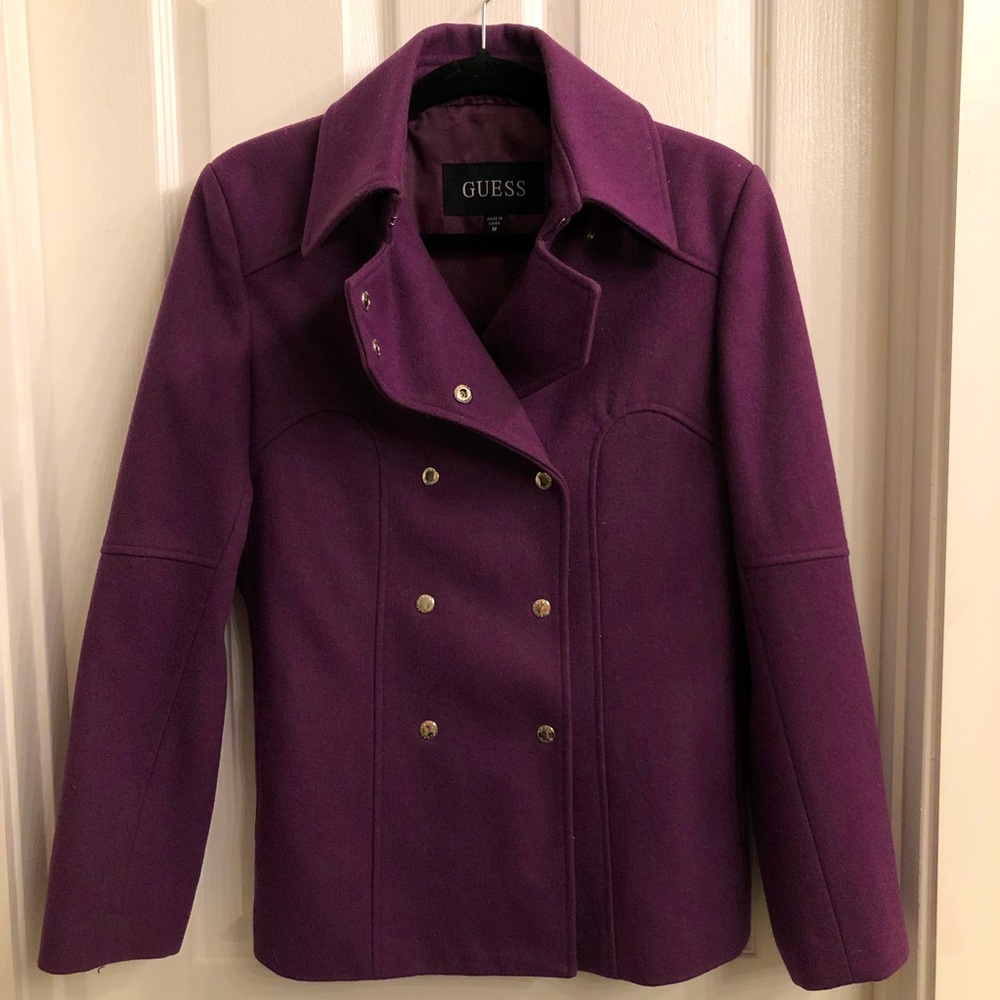 GUESS Double-breast Purple Pea Coat